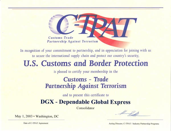 C-TPAT Validation Certificate