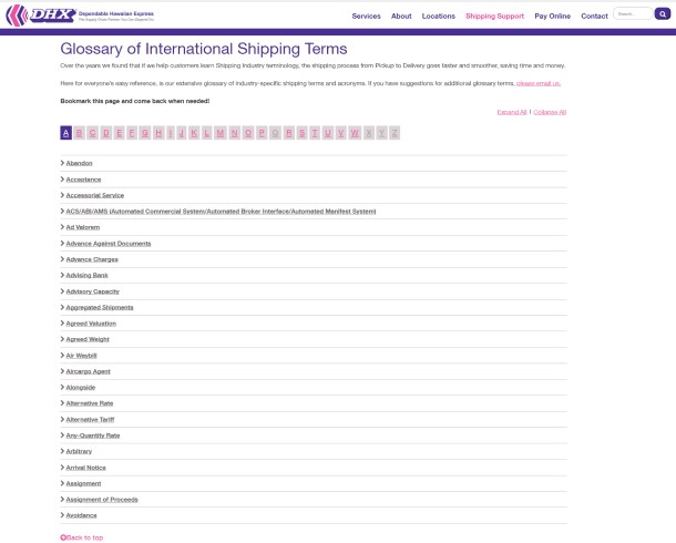 DGX Glossary of International Shipping Terms