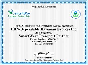 DHX SmartWay Certificate for Mainland USA